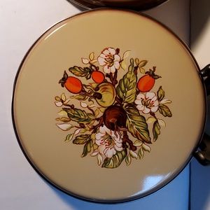 Vintage USA Goodwood style Spice of life enamel burner covers.